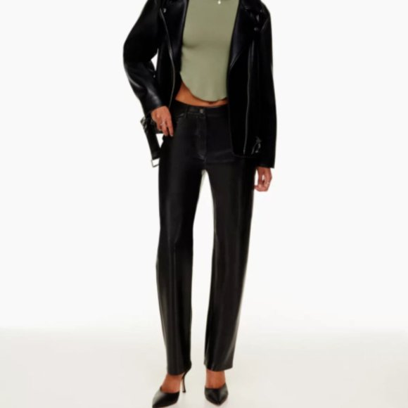 .Aritzia Wilfred Melina High-Waisted Vegan Leather Pant in Black - Picture 1 of 8
